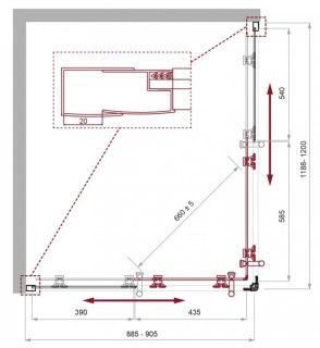 Душевой уголок BelBagno UNO-195-AH-2-120/90-P-NERO 120x90см чёрный